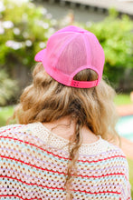 Load image into Gallery viewer, Neon Pink Glitter Smiley Face Mesh Trucker Hat