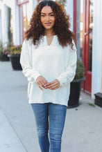 Load image into Gallery viewer, Lock Eyes Ivory Notched Neck With Patch Oversized Sweater