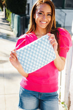 Load image into Gallery viewer, Blue & White Checker Cloth/Knit Travel Bag