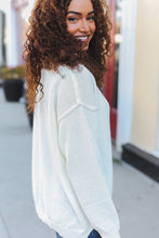 Load image into Gallery viewer, Lock Eyes Ivory Notched Neck With Patch Oversized Sweater
