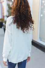 Load image into Gallery viewer, Lock Eyes Ivory Notched Neck With Patch Oversized Sweater