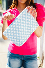 Load image into Gallery viewer, Blue & White Checker Cloth/Knit Travel Bag