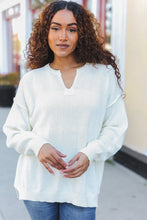 Load image into Gallery viewer, Lock Eyes Ivory Notched Neck With Patch Oversized Sweater