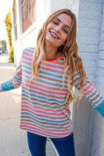 Load image into Gallery viewer, Coral Taupe Multistrip Rib Out Seam Detail Top
