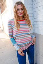 Load image into Gallery viewer, Coral Taupe Multistrip Rib Out Seam Detail Top