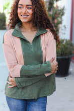 Load image into Gallery viewer, Holiday Vibes Taupe/Green Fleece Zip Up Cinched Hem Pullover