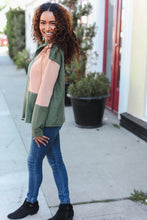 Load image into Gallery viewer, Holiday Vibes Taupe/Green Fleece Zip Up Cinched Hem Pullover