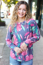 Load image into Gallery viewer, On My Heart Navy Floral Brushed Hacci Sweater Top