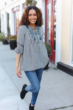 Load image into Gallery viewer, Beautiful You Dark Green Cotton Plaid Embroidered Back Button Top