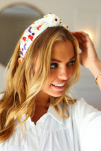 Load image into Gallery viewer, Red White & Blue Gem Cowboy Embellished Top Knot Headband