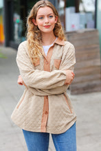 Load image into Gallery viewer, Eyes On You Taupe Quilted Knit Button Down Shacket