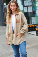 Load image into Gallery viewer, Eyes On You Taupe Quilted Knit Button Down Shacket