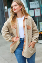Load image into Gallery viewer, Eyes On You Taupe Quilted Knit Button Down Shacket