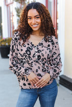 Load image into Gallery viewer, Be Bold Beige Rib Animal Print Button Placard Dolman Pullover