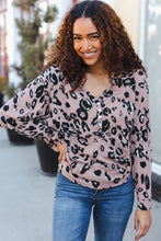 Load image into Gallery viewer, Be Bold Beige Rib Animal Print Button Placard Dolman Pullover