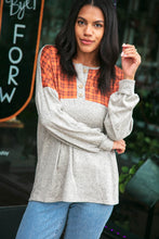 Load image into Gallery viewer, Plaid Cashmere Feel Two Tone Button Down Top