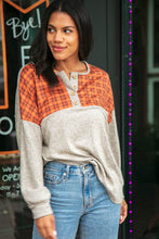 Load image into Gallery viewer, Plaid Cashmere Feel Two Tone Button Down Top