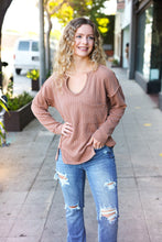 Load image into Gallery viewer, Eyes On You Camel Mineral Wash Rib Notch Neck Pocketed Top