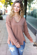 Load image into Gallery viewer, Eyes On You Camel Mineral Wash Rib Notch Neck Pocketed Top