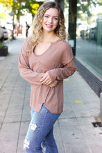 Load image into Gallery viewer, Eyes On You Camel Mineral Wash Rib Notch Neck Pocketed Top