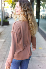 Load image into Gallery viewer, Eyes On You Camel Mineral Wash Rib Notch Neck Pocketed Top