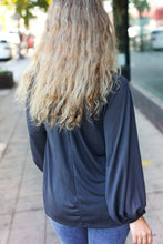 Load image into Gallery viewer, Versatile Charcoal Front Tie Modal Knit Peasant Top