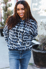 Load image into Gallery viewer, Casual Chic Blue & Black Animal Print Stripe Hoodie