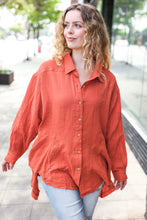 Load image into Gallery viewer, Everyday Rust Button Down Sharkbite Cotton Tunic Top