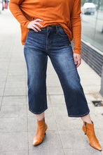 Load image into Gallery viewer, Judy Blue Dark Wash Mid Rise Cropped Wide Leg Jeans