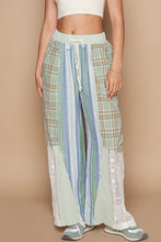 Load image into Gallery viewer, Drawstring Plaid Print Lace Straight Pants- POL