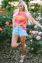 Load image into Gallery viewer, Color Block Round Neck Short Sleeve Knit Top- SYNZ