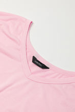 Load image into Gallery viewer, Pink V Neck Hidden Pocket Splits Maxi T-shirt Dress