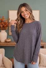 Load image into Gallery viewer, Cozy Days Ahead Raglan Top in Slate