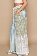 Load image into Gallery viewer, Drawstring Plaid Print Lace Straight Pants- POL