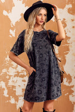 Load image into Gallery viewer, Vintage Washed Leopard T-Shirt Dress with Pockets