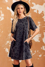 Load image into Gallery viewer, Vintage Washed Leopard T-Shirt Dress with Pockets