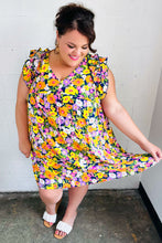 Load image into Gallery viewer, Indigo & Lemon Floral Babydoll Ruffle Dress