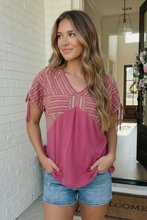 Load image into Gallery viewer, Berry Sweet Stripe Texture Top