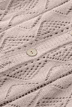 Load image into Gallery viewer, FASHION HOUSE- Khaki Hollow-out Openwork Knit Cardigan