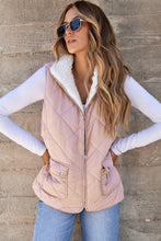 Load image into Gallery viewer, Pink Fleece Lined Quilted Vest Coats