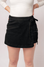 Load image into Gallery viewer, Bentli High Rise Side Tie Denim Skort in Black- JUDY BLUE