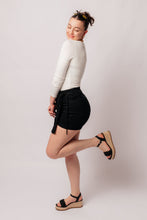 Load image into Gallery viewer, Bentli High Rise Side Tie Denim Skort in Black- JUDY BLUE