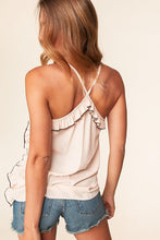 Load image into Gallery viewer, Peach Wool Dobby V Neck Ruffle Hem Tank Top