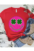 Load image into Gallery viewer, Smile St Patricks Day Glitter Graphic T Shirts