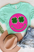 Load image into Gallery viewer, Smile St Patricks Day Glitter Graphic T Shirts