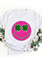 Load image into Gallery viewer, Smile St Patricks Day Glitter Graphic T Shirts