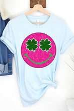 Load image into Gallery viewer, Smile St Patricks Day Glitter Graphic T Shirts