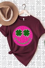 Load image into Gallery viewer, Smile St Patricks Day Glitter Graphic T Shirts