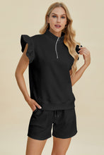 Load image into Gallery viewer, Full Size Texture Flounce Sleeve Top and Shorts Set- Double Take
