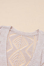 Load image into Gallery viewer, FASHION HOUSE- Khaki Hollow-out Openwork Knit Cardigan